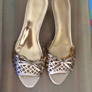 Low heel slip on sandals